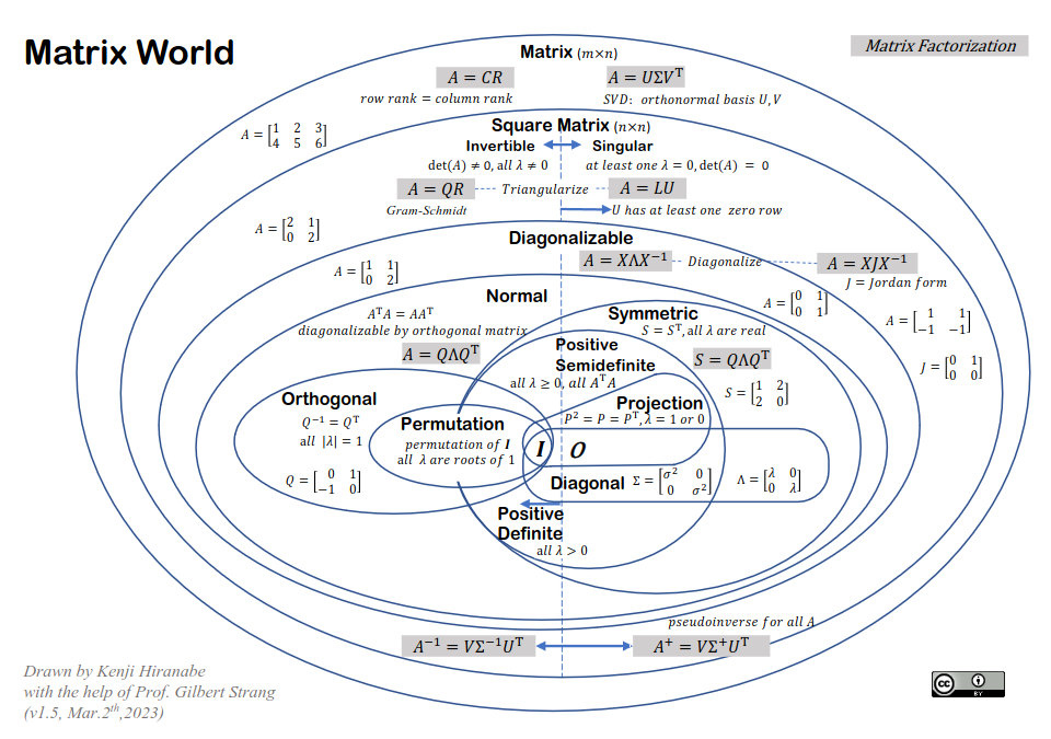 Figure 1: Matrix World: Classifying all matrices (source: The Art of Linear Algebra).